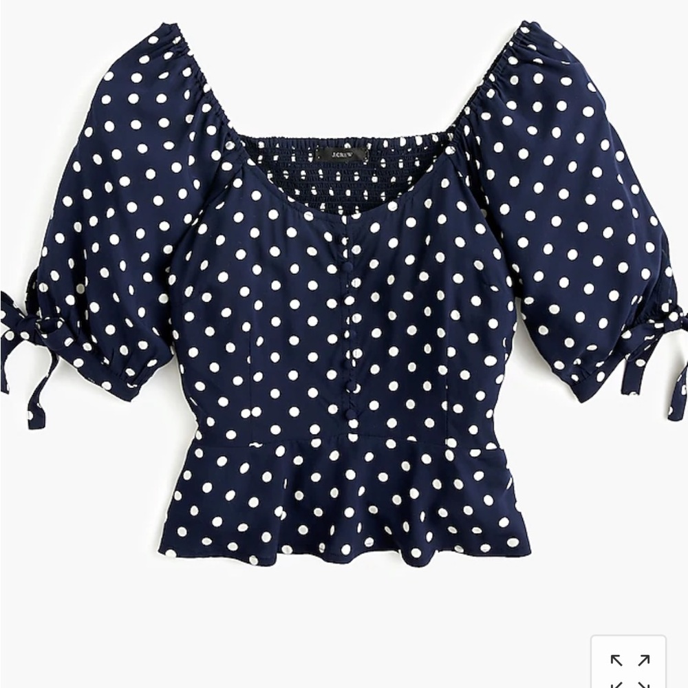 J.Crew Cropped polka dot top in soft rayon